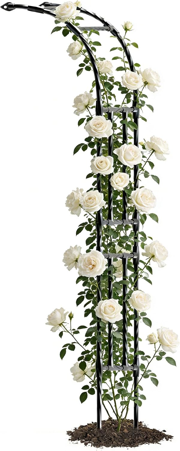 Half Garden Arch - 47in(L)*94.5in(H),Wall Trellis for Climbing Plants Outdoor, Metal Arch with Plastic-Coated Steel Pipe, Arbor Trellis for Lawn, Patio, Backyard Decorations(20MM Pipe)