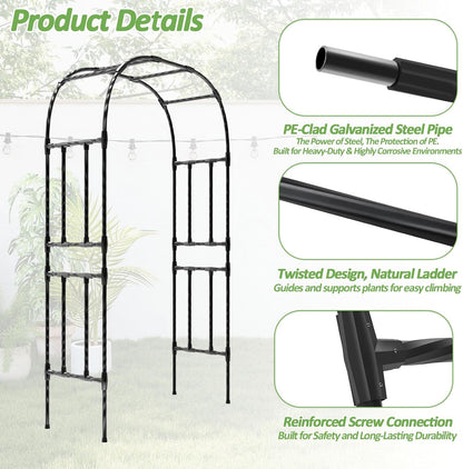 Half Garden Arch - 47in(L)*94.5in(H),Wall Trellis for Climbing Plants Outdoor, Metal Arch with Plastic-Coated Steel Pipe, Arbor Trellis for Lawn, Patio, Backyard Decorations(20MM Pipe)