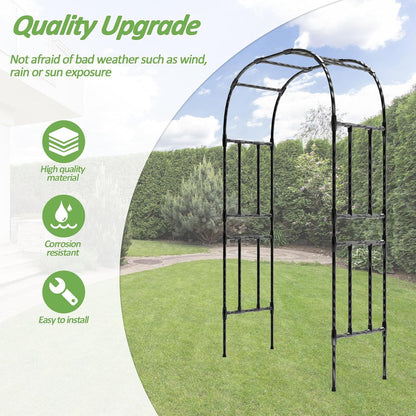 Half Garden Arch - 47in(L)*94.5in(H),Wall Trellis for Climbing Plants Outdoor, Metal Arch with Plastic-Coated Steel Pipe, Arbor Trellis for Lawn, Patio, Backyard Decorations(20MM Pipe)