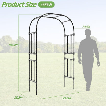 Half Garden Arch - 47in(L)*94.5in(H),Wall Trellis for Climbing Plants Outdoor, Metal Arch with Plastic-Coated Steel Pipe, Arbor Trellis for Lawn, Patio, Backyard Decorations(20MM Pipe)