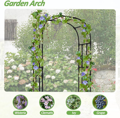 Half Garden Arch - 47in(L)*94.5in(H),Wall Trellis for Climbing Plants Outdoor, Metal Arch with Plastic-Coated Steel Pipe, Arbor Trellis for Lawn, Patio, Backyard Decorations(20MM Pipe)