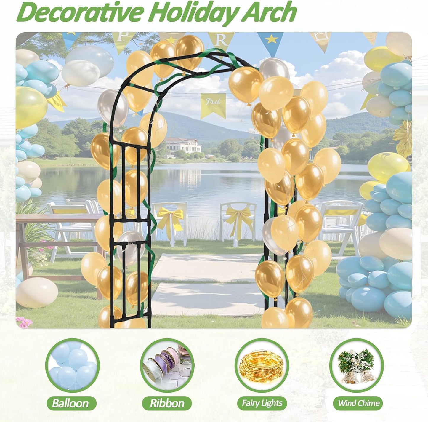 Half Garden Arch - 47in(L)*94.5in(H),Wall Trellis for Climbing Plants Outdoor, Metal Arch with Plastic-Coated Steel Pipe, Arbor Trellis for Lawn, Patio, Backyard Decorations(20MM Pipe)