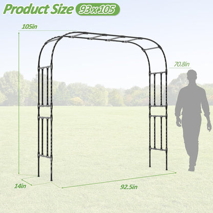 Half Garden Arch - 47in(L)*94.5in(H),Wall Trellis for Climbing Plants Outdoor, Metal Arch with Plastic-Coated Steel Pipe, Arbor Trellis for Lawn, Patio, Backyard Decorations(20MM Pipe)