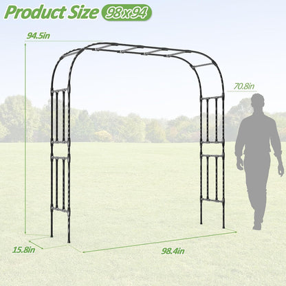Half Garden Arch - 47in(L)*94.5in(H),Wall Trellis for Climbing Plants Outdoor, Metal Arch with Plastic-Coated Steel Pipe, Arbor Trellis for Lawn, Patio, Backyard Decorations(20MM Pipe)