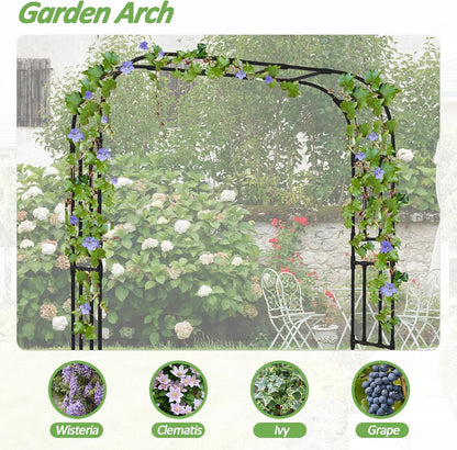 Half Garden Arch - 47in(L)*94.5in(H),Wall Trellis for Climbing Plants Outdoor, Metal Arch with Plastic-Coated Steel Pipe, Arbor Trellis for Lawn, Patio, Backyard Decorations(20MM Pipe)