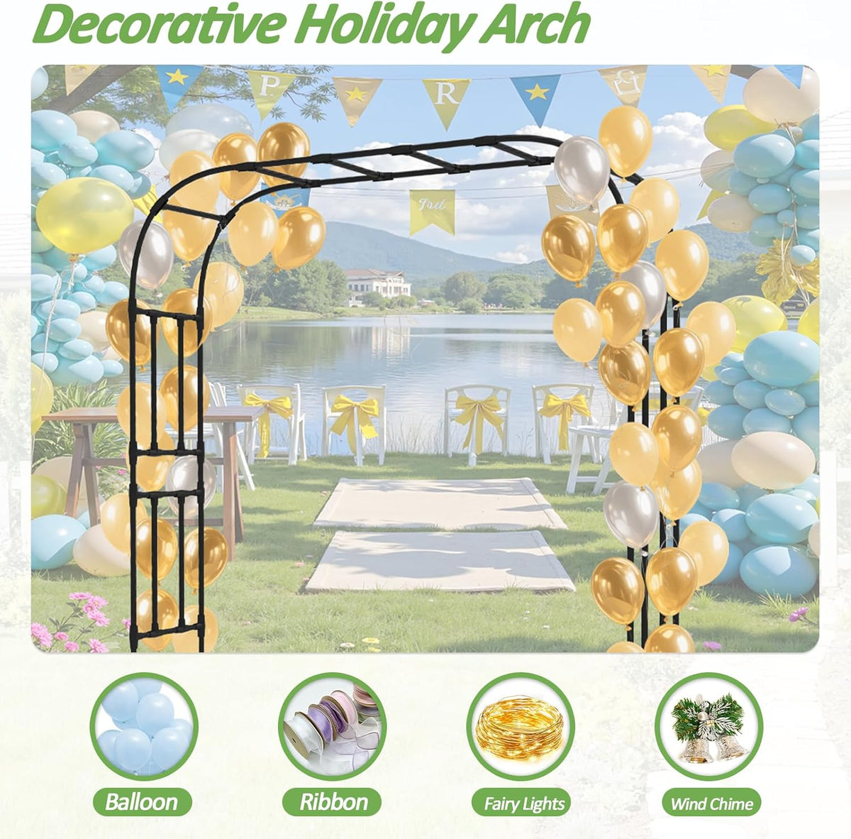Half Garden Arch - 47in(L)*94.5in(H),Wall Trellis for Climbing Plants Outdoor, Metal Arch with Plastic-Coated Steel Pipe, Arbor Trellis for Lawn, Patio, Backyard Decorations(20MM Pipe)