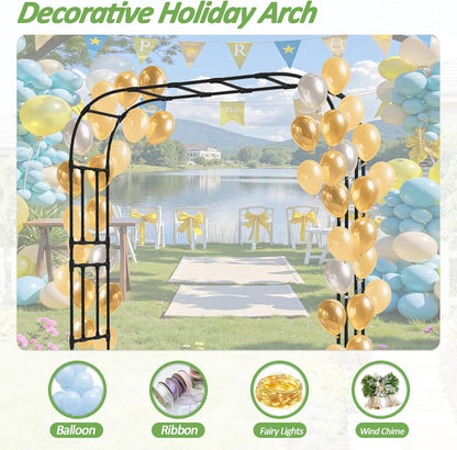 Half Garden Arch - 47in(L)*94.5in(H),Wall Trellis for Climbing Plants Outdoor, Metal Arch with Plastic-Coated Steel Pipe, Arbor Trellis for Lawn, Patio, Backyard Decorations(20MM Pipe)
