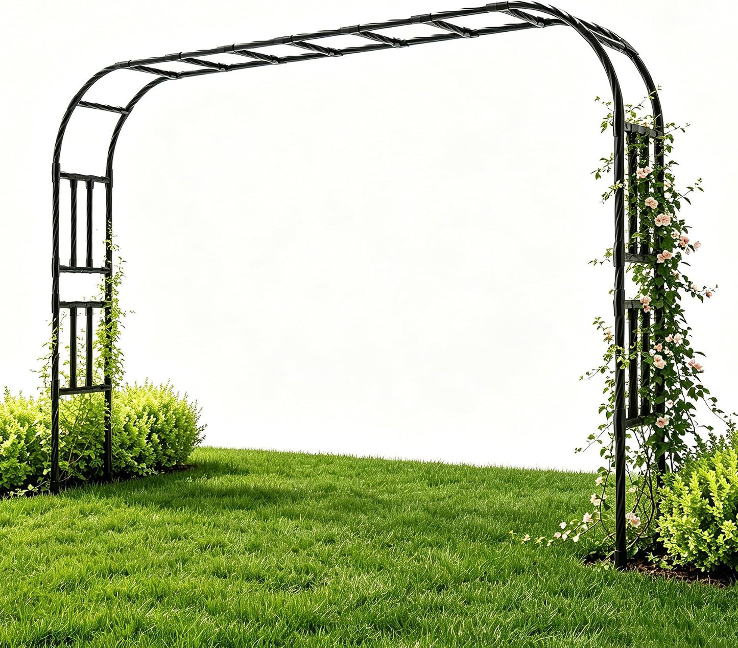 Half Garden Arch - 47in(L)*94.5in(H),Wall Trellis for Climbing Plants Outdoor, Metal Arch with Plastic-Coated Steel Pipe, Arbor Trellis for Lawn, Patio, Backyard Decorations(20MM Pipe)