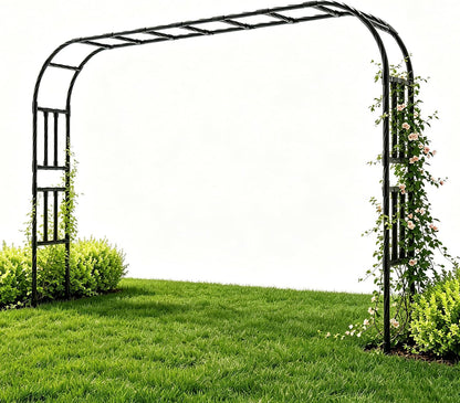Half Garden Arch - 47in(L)*94.5in(H),Wall Trellis for Climbing Plants Outdoor, Metal Arch with Plastic-Coated Steel Pipe, Arbor Trellis for Lawn, Patio, Backyard Decorations(20MM Pipe)