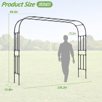 Half Garden Arch - 47in(L)*94.5in(H),Wall Trellis for Climbing Plants Outdoor, Metal Arch with Plastic-Coated Steel Pipe, Arbor Trellis for Lawn, Patio, Backyard Decorations(20MM Pipe)