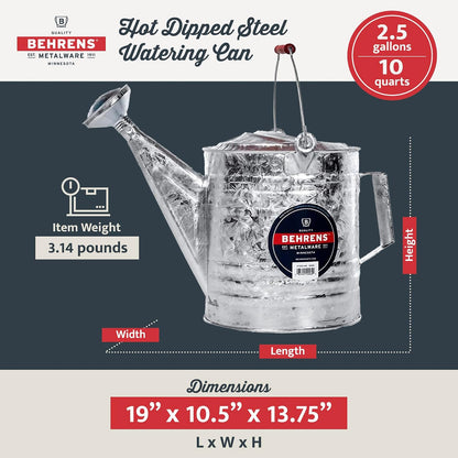 208 2-Gallon Steel Watering Can, Silver