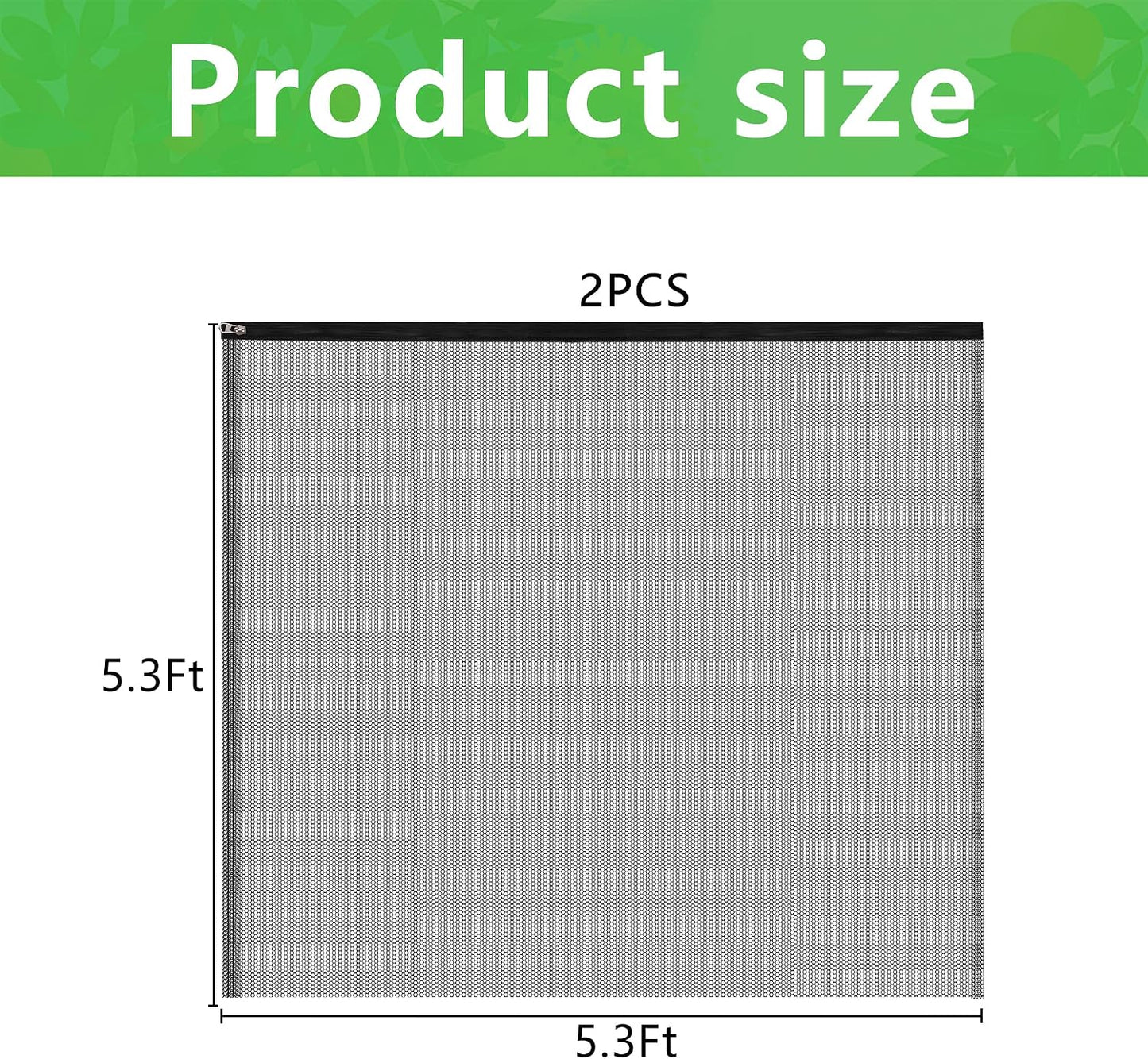 2 Pcs Black Large Fruit Tree Netting with Zipper and Drawstring, 5.3 x 5.3 Ft Breathable Mesh Garden Bird Netting Plant Cover, Insect Bird Barrier Net Mesh for Protect Plants from Squirrel Bugs