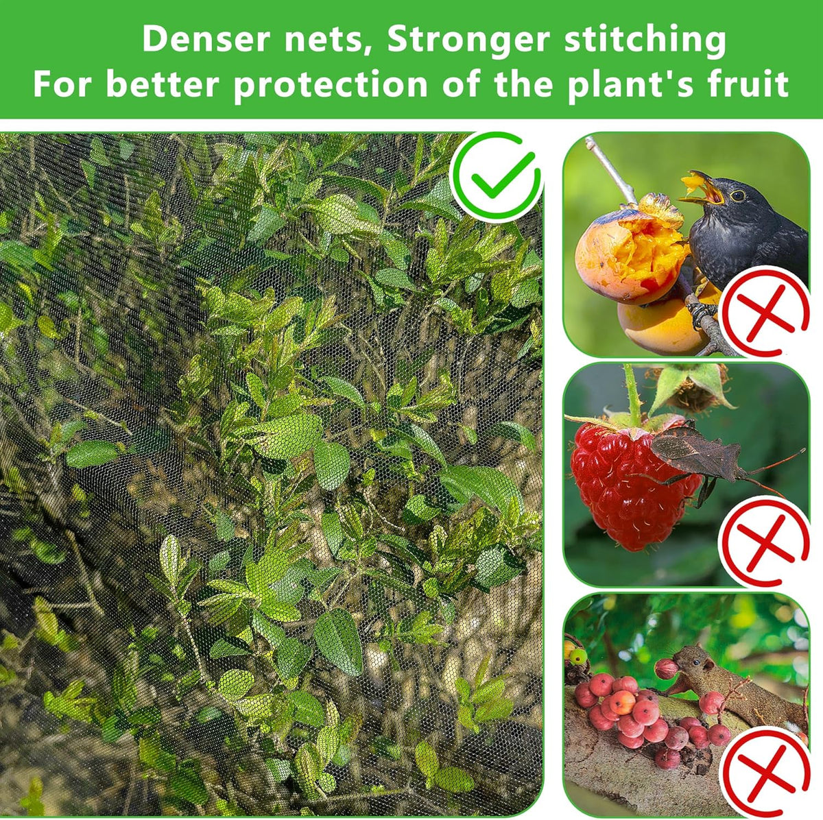 2 Pcs Black Large Fruit Tree Netting with Zipper and Drawstring, 5.3 x 5.3 Ft Breathable Mesh Garden Bird Netting Plant Cover, Insect Bird Barrier Net Mesh for Protect Plants from Squirrel Bugs
