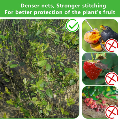 2 Pcs Black Large Fruit Tree Netting with Zipper and Drawstring, 5.3 x 5.3 Ft Breathable Mesh Garden Bird Netting Plant Cover, Insect Bird Barrier Net Mesh for Protect Plants from Squirrel Bugs