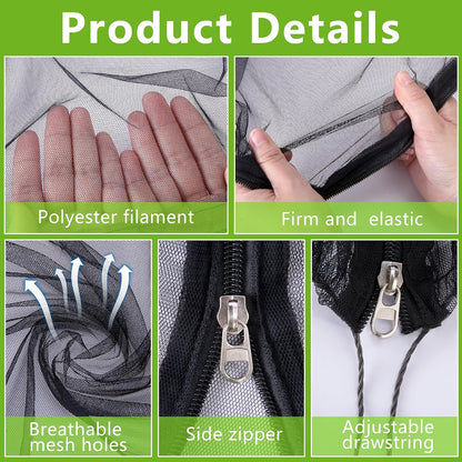 2 Pcs Black Large Fruit Tree Netting with Zipper and Drawstring, 5.3 x 5.3 Ft Breathable Mesh Garden Bird Netting Plant Cover, Insect Bird Barrier Net Mesh for Protect Plants from Squirrel Bugs