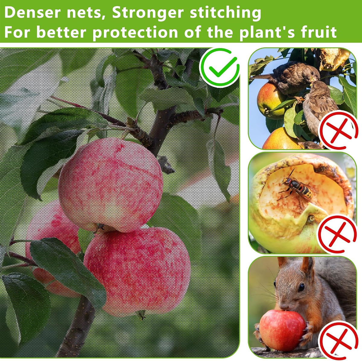 2 Pcs Black Large Fruit Tree Netting with Zipper and Drawstring, 5.3 x 5.3 Ft Breathable Mesh Garden Bird Netting Plant Cover, Insect Bird Barrier Net Mesh for Protect Plants from Squirrel Bugs