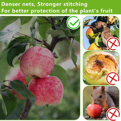 2 Pcs Black Large Fruit Tree Netting with Zipper and Drawstring, 5.3 x 5.3 Ft Breathable Mesh Garden Bird Netting Plant Cover, Insect Bird Barrier Net Mesh for Protect Plants from Squirrel Bugs