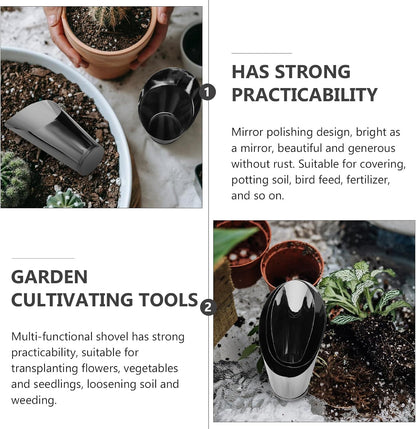 3pcs Bonsai Shovel Stainless Steel Garden Hand Metal Spade Shovel Bucket Spade Potted Planting Potting Cup for Home Gardening Silver
