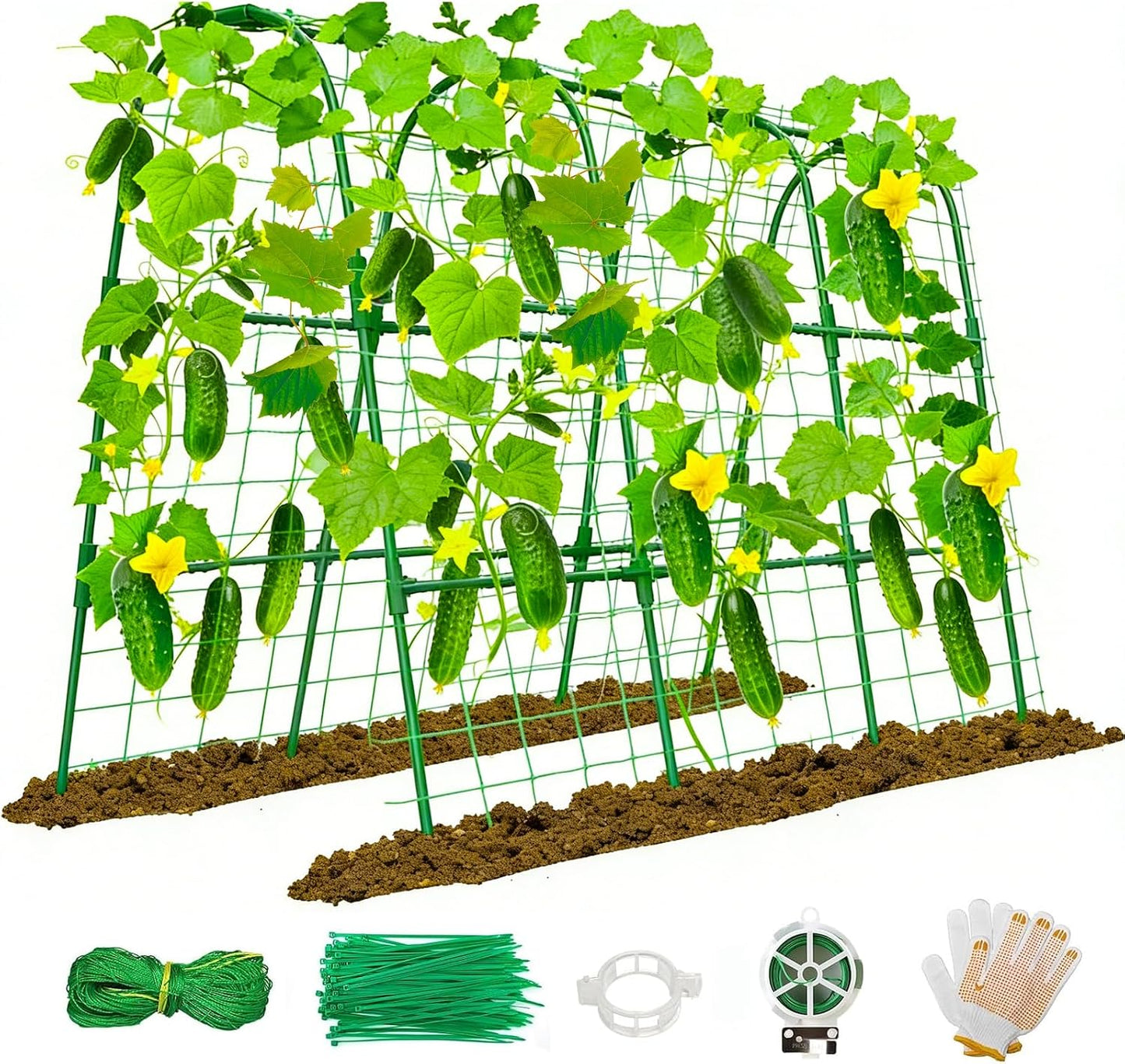 Cucumber Trellis for Raised Bed, U-Shape Garden Trellis 47.2" Tall, Heavy Duty Metal Arch Trellis for Climbing Vegetables, Rustproof Plant Support for Tomato Pea Bean (Upgraded Connector)