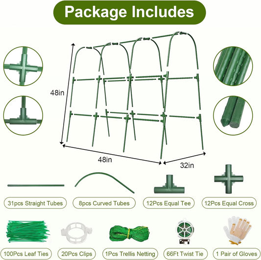 Cucumber Trellis for Raised Bed, U-Shape Garden Trellis 47.2" Tall, Heavy Duty Metal Arch Trellis for Climbing Vegetables, Rustproof Plant Support for Tomato Pea Bean (Upgraded Connector)