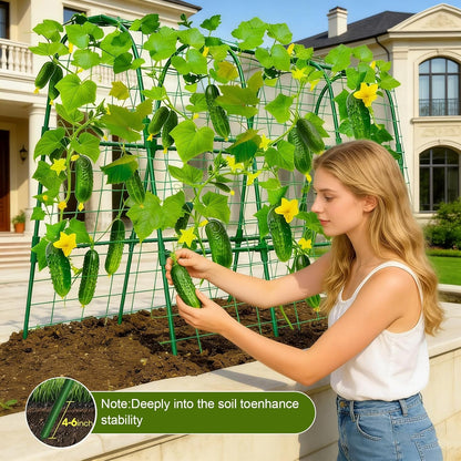 Cucumber Trellis for Raised Bed, U-Shape Garden Trellis 47.2" Tall, Heavy Duty Metal Arch Trellis for Climbing Vegetables, Rustproof Plant Support for Tomato Pea Bean (Upgraded Connector)