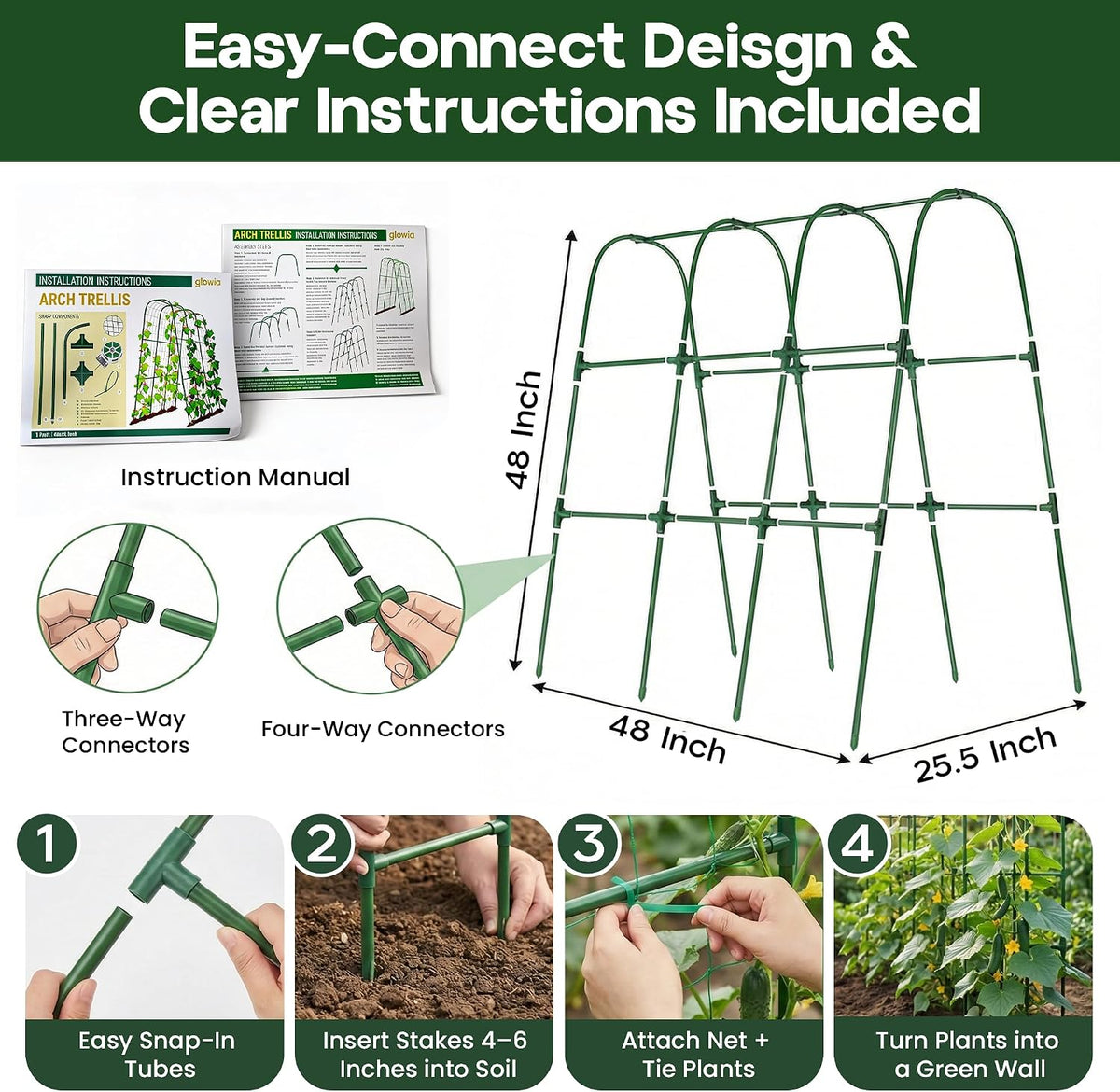 50x50 Cucumber Trellis for Raised Bed- A Frame Vegetable Garden Trellis