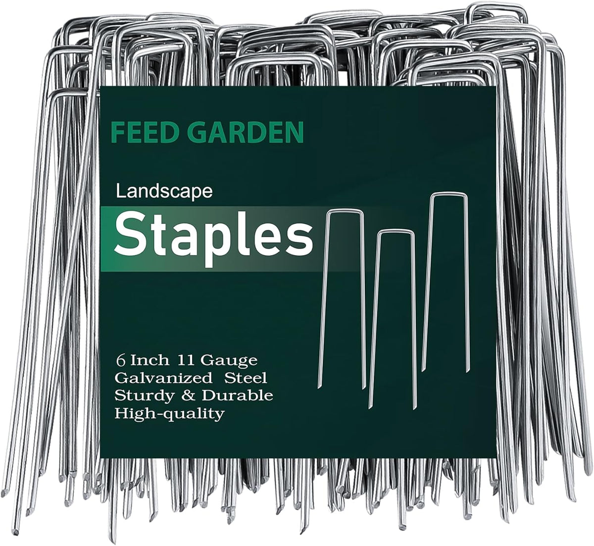 6 Inch 200 Pack Galvanized Landscape Staples 11 Gauge Anti-Rust Garden Stakes Landscaping Fabric SOD Pins Yard Stakes for Christmas Decoration Weed Barrier Fabric