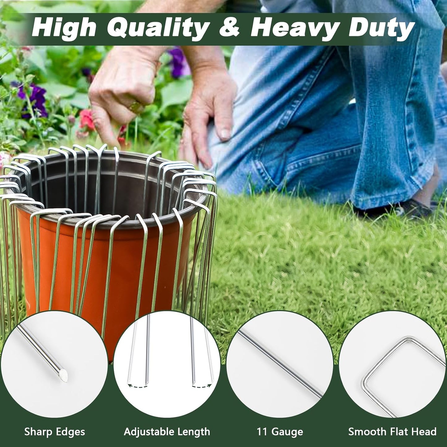 6 Inch 200 Pack Galvanized Landscape Staples 11 Gauge Anti-Rust Garden Stakes Landscaping Fabric SOD Pins Yard Stakes for Christmas Decoration Weed Barrier Fabric
