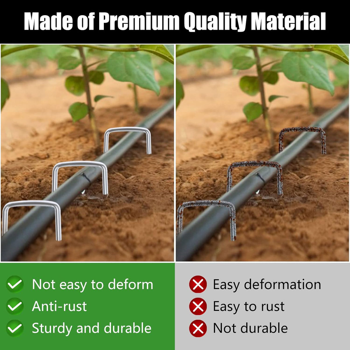 6 Inch 200 Pack Galvanized Landscape Staples 11 Gauge Anti-Rust Garden Stakes Landscaping Fabric SOD Pins Yard Stakes for Christmas Decoration Weed Barrier Fabric