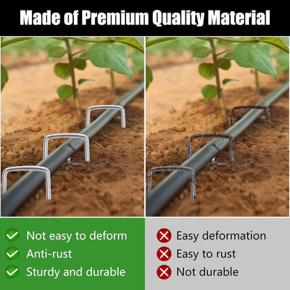 6 Inch 200 Pack Galvanized Landscape Staples 11 Gauge Anti-Rust Garden Stakes Landscaping Fabric SOD Pins Yard Stakes for Christmas Decoration Weed Barrier Fabric