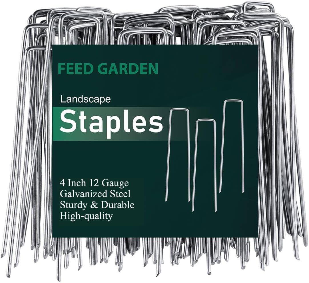 6 Inch 200 Pack Galvanized Landscape Staples 11 Gauge Anti-Rust Garden Stakes Landscaping Fabric SOD Pins Yard Stakes for Christmas Decoration Weed Barrier Fabric