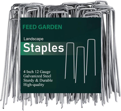 6 Inch 200 Pack Galvanized Landscape Staples 11 Gauge Anti-Rust Garden Stakes Landscaping Fabric SOD Pins Yard Stakes for Christmas Decoration Weed Barrier Fabric