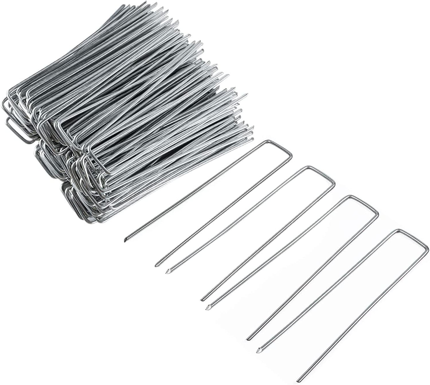 6 Inch 200 Pack Galvanized Landscape Staples 11 Gauge Anti-Rust Garden Stakes Landscaping Fabric SOD Pins Yard Stakes for Christmas Decoration Weed Barrier Fabric