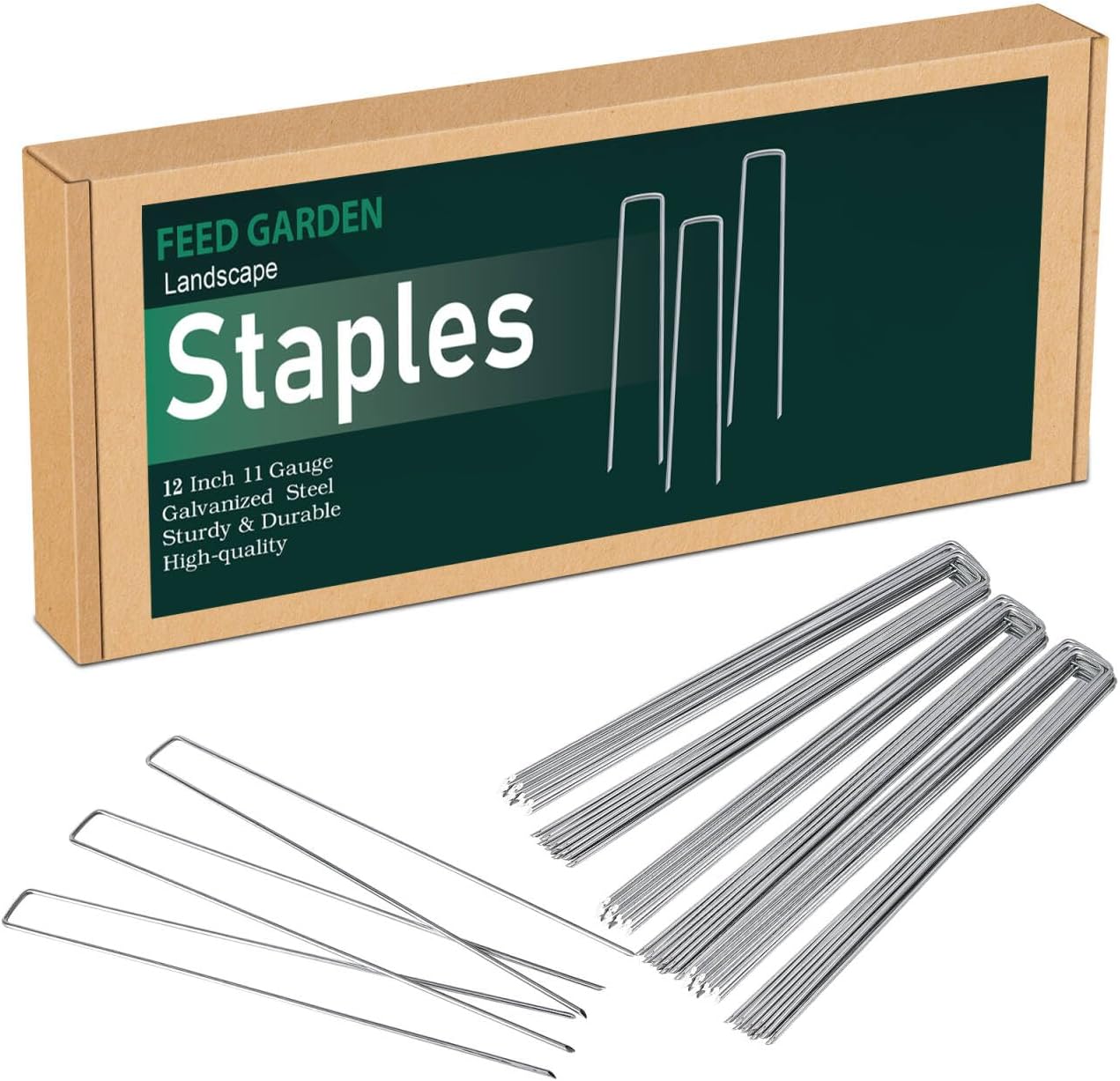 6 Inch 200 Pack Galvanized Landscape Staples 11 Gauge Anti-Rust Garden Stakes Landscaping Fabric SOD Pins Yard Stakes for Christmas Decoration Weed Barrier Fabric