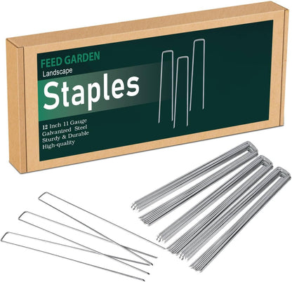 6 Inch 200 Pack Galvanized Landscape Staples 11 Gauge Anti-Rust Garden Stakes Landscaping Fabric SOD Pins Yard Stakes for Christmas Decoration Weed Barrier Fabric