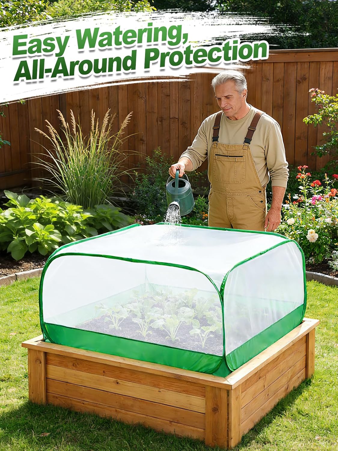 Pop Up Garden Netting for Square Raised Beds, 3.3'L x 3.3'W x 1.65'H
