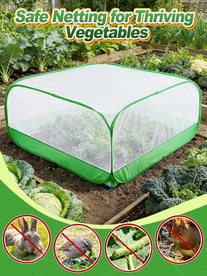 Pop Up Garden Netting for Square Raised Beds, 3.3'L x 3.3'W x 1.65'H