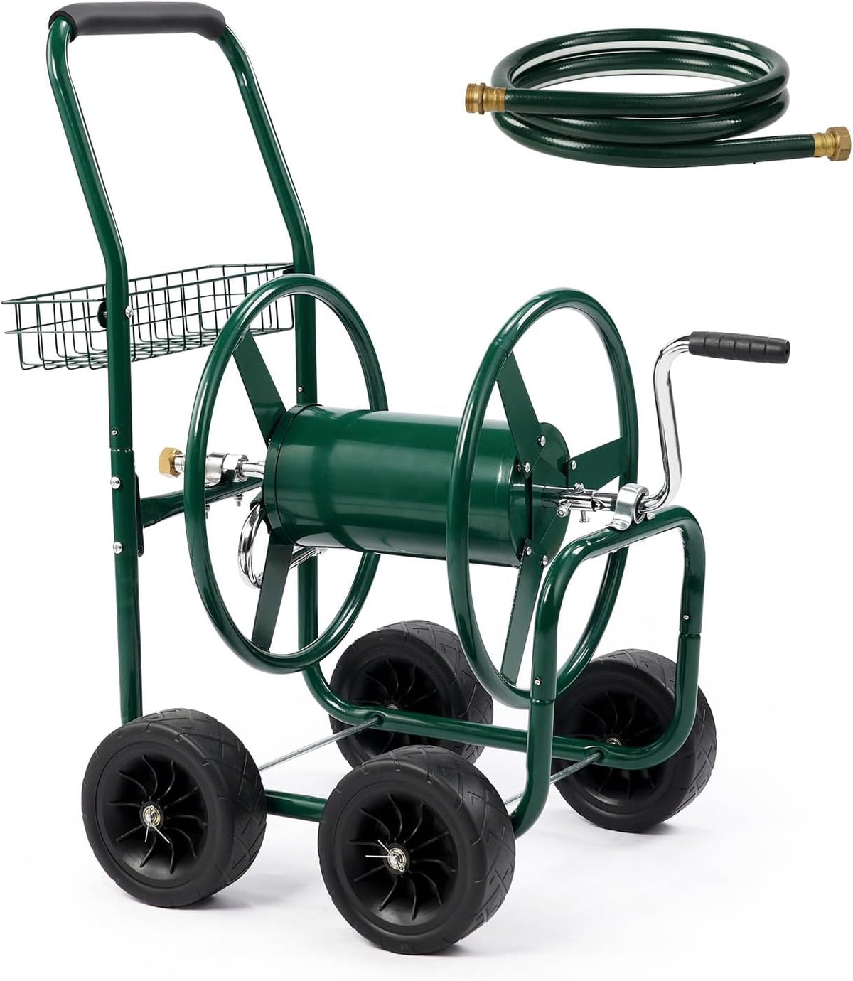 Wall Mounted Garden Hose Reel, Holds 175 ft 5/8-inch Hose, Brown