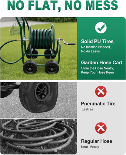 Wall Mounted Garden Hose Reel, Holds 175 ft 5/8-inch Hose, Brown