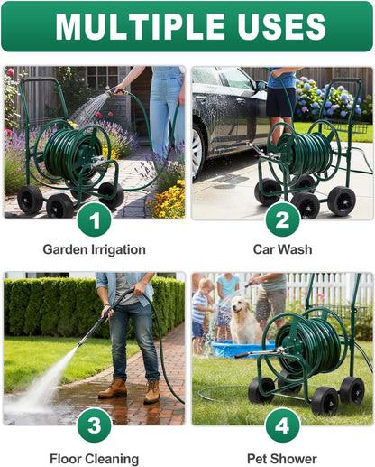 Wall Mounted Garden Hose Reel, Holds 175 ft 5/8-inch Hose, Brown