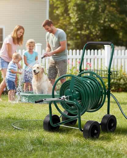 Wall Mounted Garden Hose Reel, Holds 175 ft 5/8-inch Hose, Brown