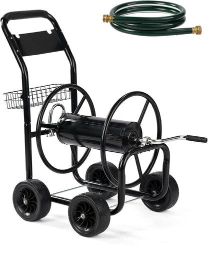 Wall Mounted Garden Hose Reel, Holds 175 ft 5/8-inch Hose, Brown