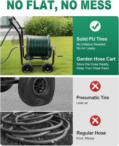 Wall Mounted Garden Hose Reel, Holds 175 ft 5/8-inch Hose, Brown