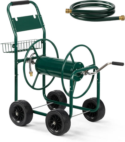 Wall Mounted Garden Hose Reel, Holds 175 ft 5/8-inch Hose, Brown