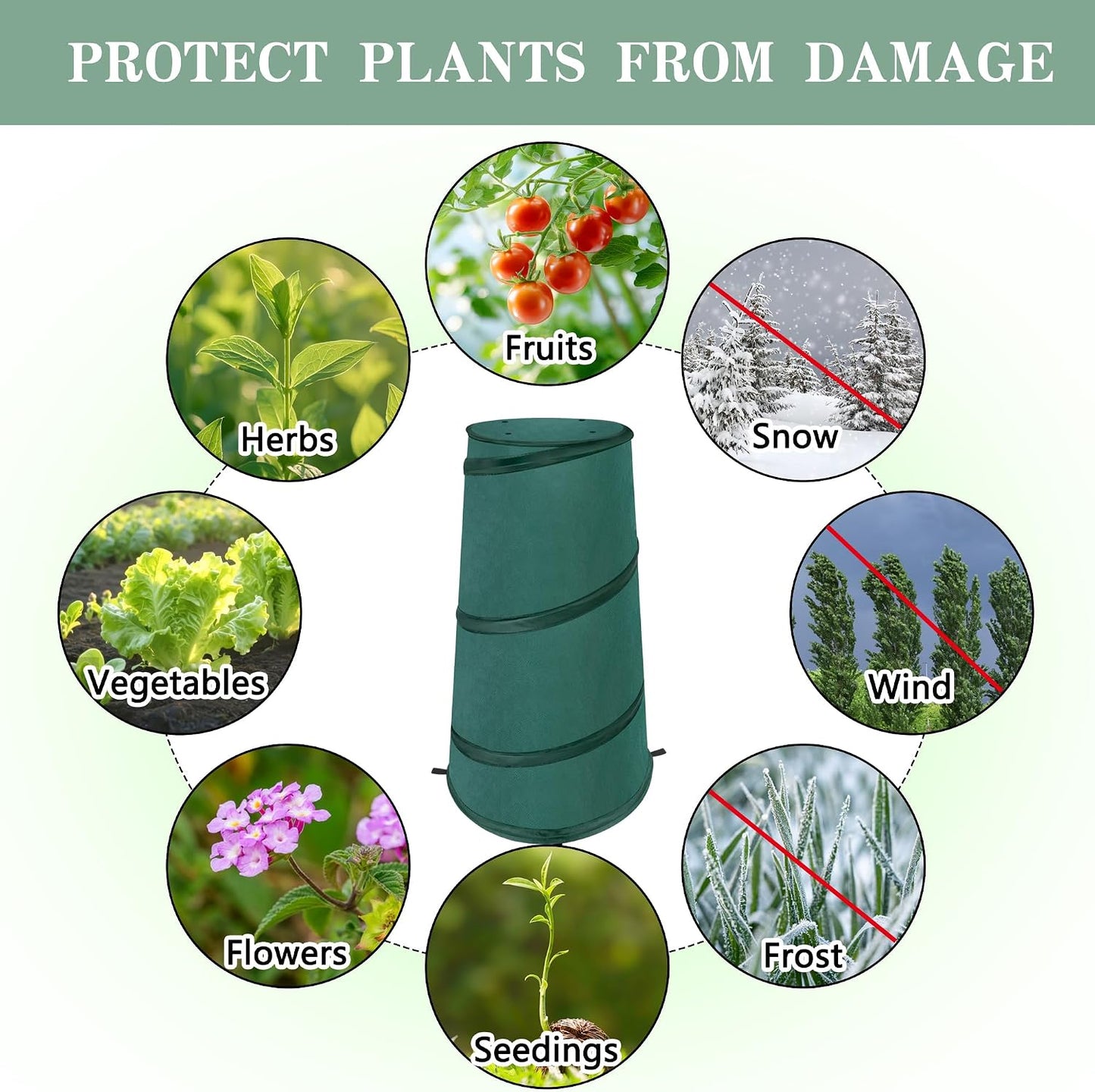 8" x 13" x 22" Pop Up Frost Protection Plant Cone, Non-Woven Winter Plants Freeze Protection Tent, Cold Weather Insulated Plant Protective Cone Cover for Ice Snow Frost Protector Indoor & Outdoor