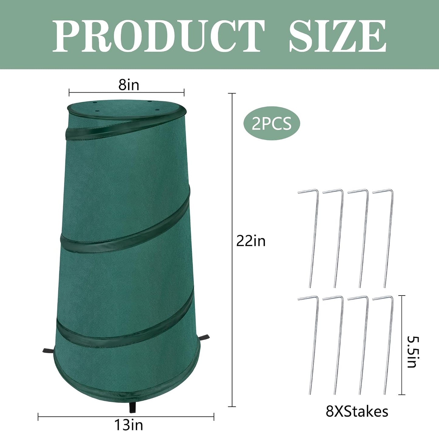 8" x 13" x 22" Pop Up Frost Protection Plant Cone, Non-Woven Winter Plants Freeze Protection Tent, Cold Weather Insulated Plant Protective Cone Cover for Ice Snow Frost Protector Indoor & Outdoor