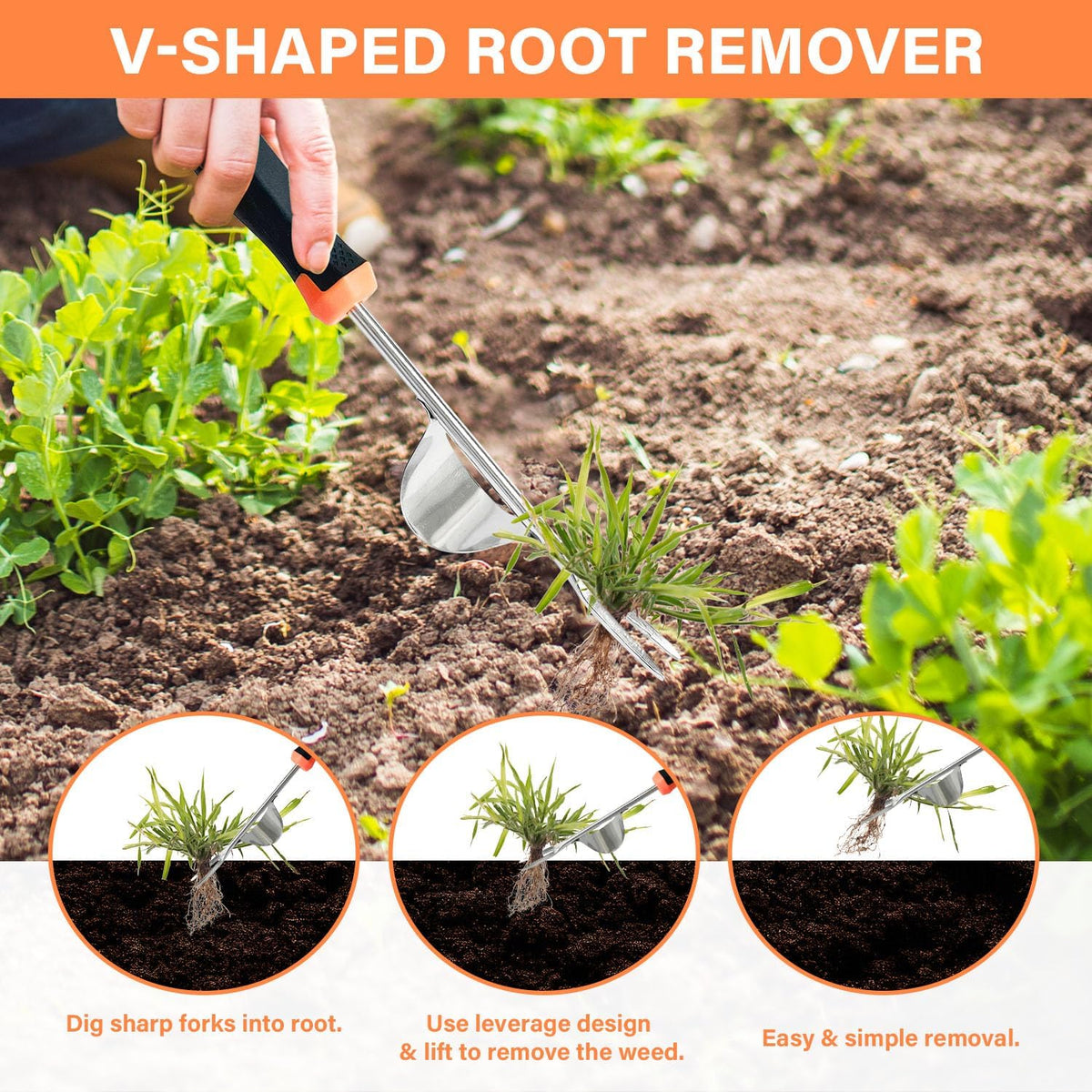 3 Pack Weed Puller Tool, Manual Hand Weeder, Stainless Steel Crevice Weeding Digger Tool, Multi-Purpose Weed Remover Tool for Gardening