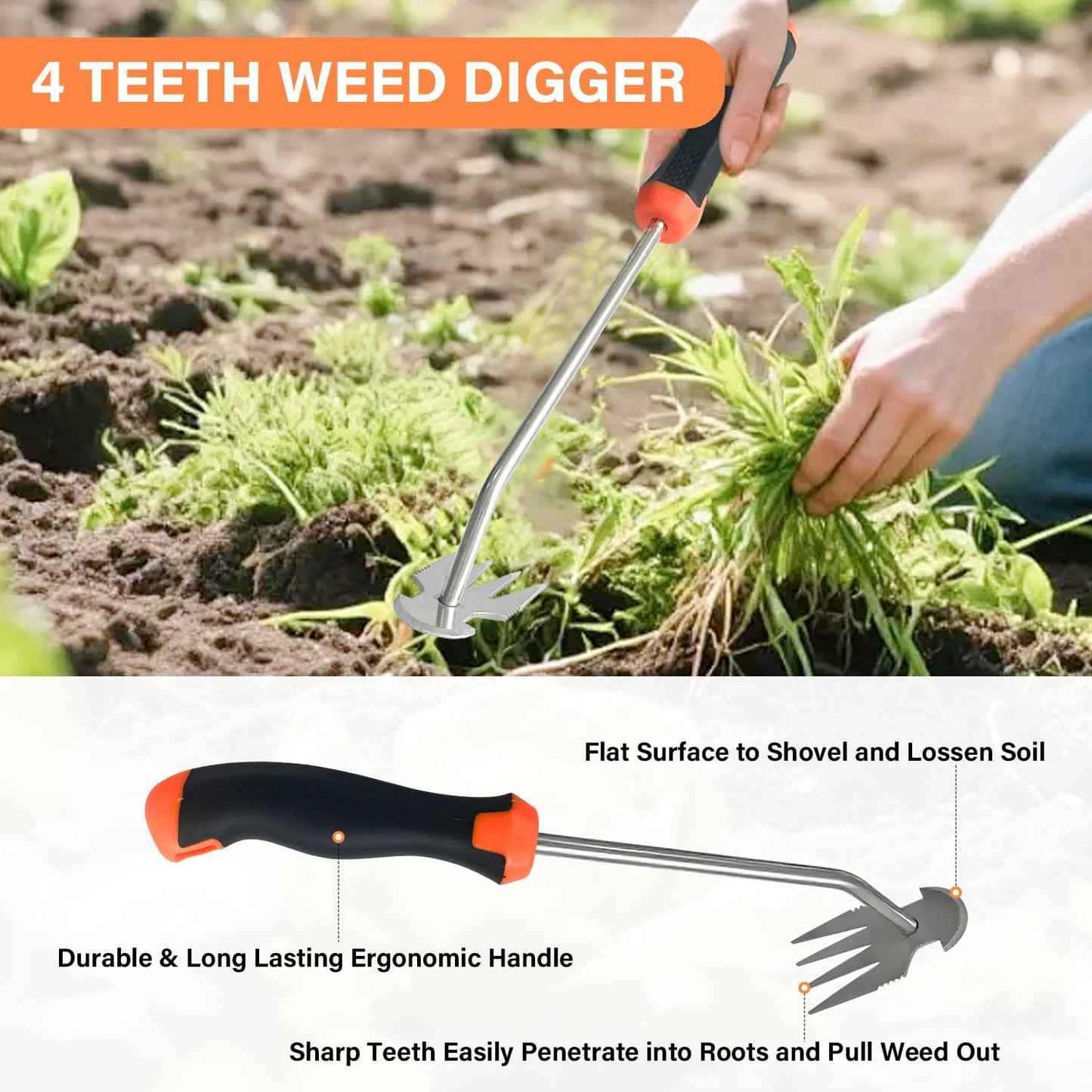 3 Pack Weed Puller Tool, Manual Hand Weeder, Stainless Steel Crevice Weeding Digger Tool, Multi-Purpose Weed Remover Tool for Gardening