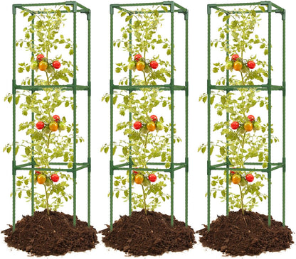 3 Pack 47 Inch Heavy Duty Height Adjustable Square Tomato Cage