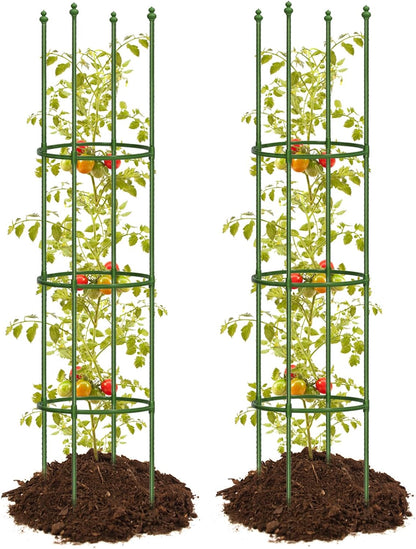 3 Pack 47 Inch Heavy Duty Height Adjustable Square Tomato Cage